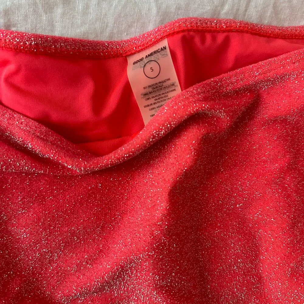 Good American Sparkle Two Piece Bikini in Coral - Picture 3 of 4